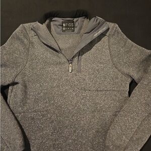 Figs on shift sweater Gray knit jacket Quarter Zip Women's Size XS
